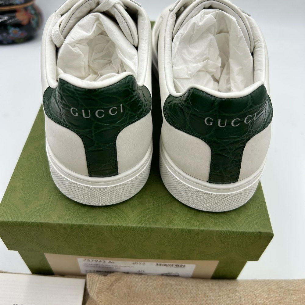 Women's Gucci, ace leather, web stripe sneakers size 40 made in Italy - Picture 10 of 13